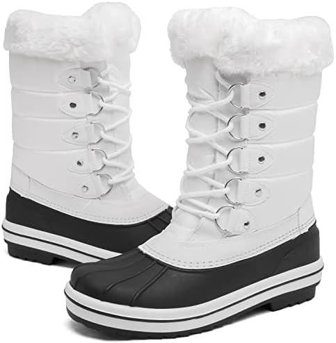 YESWIN Womens Snow Boots Fur Lined Warm Winter Boots Waterproof Insulated Duck Boots Comfortable Lace Up Boots Outdoor Anti-Slip Mid Calf Boots