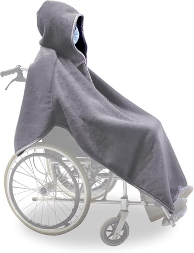 REHOOF Couverture d'hiver Chaude pour Fauteuil Roulant,Cape Coupe-Vent avec Capuche,Couverture Thermique De Voyage Doublée en Polaire,Fauteuil Roulant Cape Chaude pour Temps Froid pour Femme,Homme C