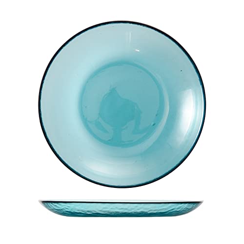 Los Cabos Glass Dinnerware And Drinkware Collection Lagoon Blue 8 Inch Salad Plate (Set Of 4) #TOP5