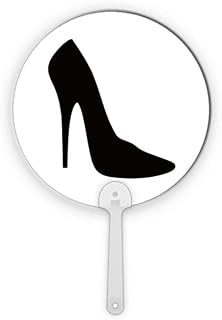 NO/NO - Abanico de mano redondo de plástico con diseño de tacones altos, color negro