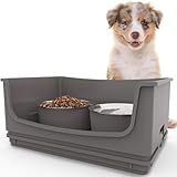 HIKINGO Elevated Dog Bowl Stand Set,Quiet Eating Mess Proof Raised Dog Bowls 2 Stainless Steel Food Bowls,Splash Water Collection Non-Slip Small Cat Feeding Table