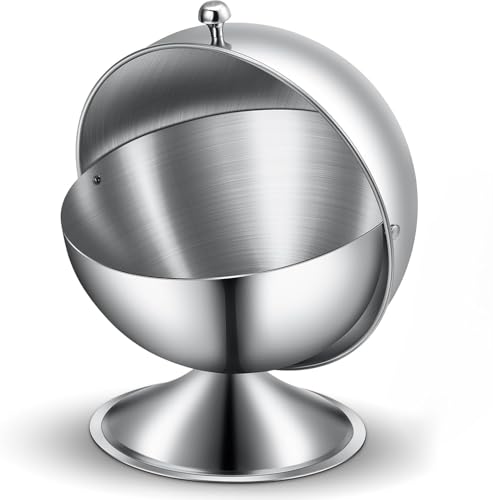 Fonteme 20oz Stainless Steel Sugar Bowl with Roll Top | Spherical Candies Bowl | Great For Kitchen, Coffee, Bar, Beverage, And Household | 20oz. Stainless Steel [1PK]