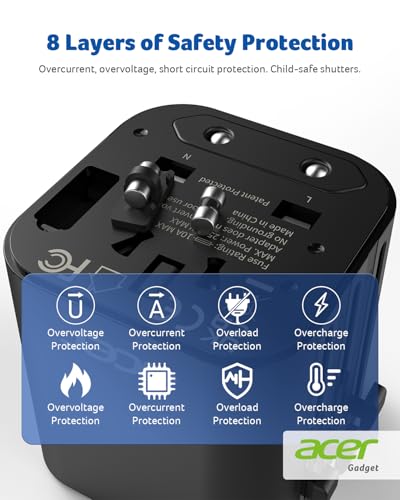 Acer US to Europe Plug Adapter, Universal Travel Adapter, International Power Adapter for - image 3