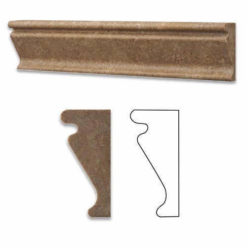 Noce Travertine Honed 2 1/2 X 12 Crown Molding Trim - Lot of 50 pcs.