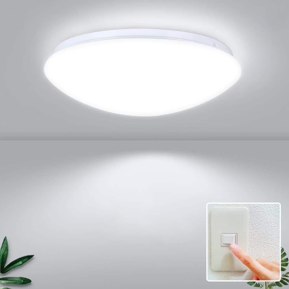 HUA QIANG WANG 3-Color Round LED Ceiling Light Fixture 22W Modern Simple White Flush Mount Ceiling Lamp for Bedroom Living Room Dining Room Kitchen Island Hallway(30cm)(QB22W)