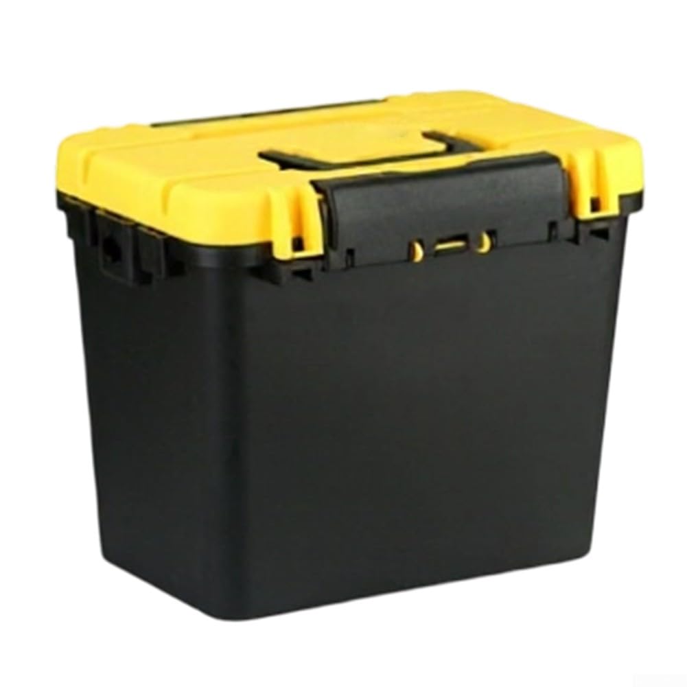 Multifunktionale Angelbox für Angler – robuster ABS-Angelkoffer mit Griff und Crossbody-Schlinge, verdicktes Design, kann aufgesetzt werden, ideal für Köder, Haken, Köder und den Außenbereich (gelber