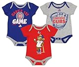 Outerstuff MLB Chicago Cubs Infants Short Sleeve Creeper Bodysuit 3pk Set (0M - 9M)