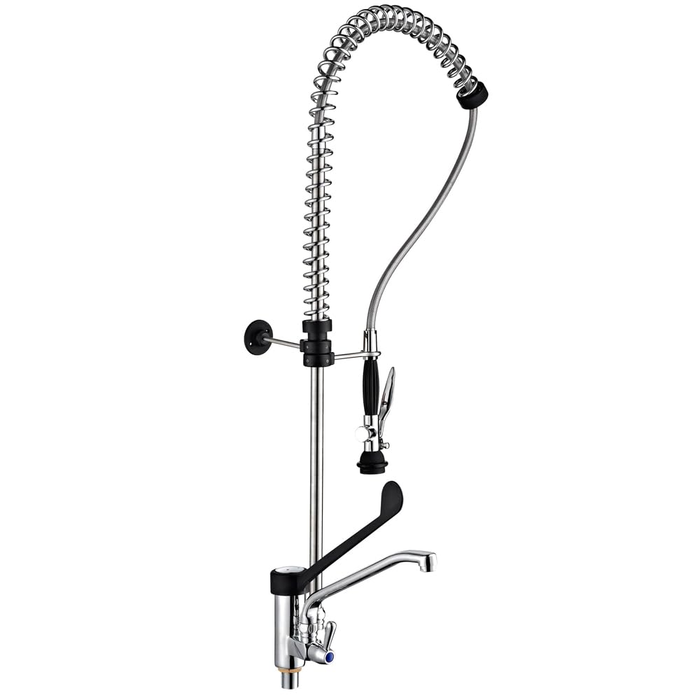 Grifo Ducha Monomando de Palanca Ergonómico Gerontológico con Caño, 2 Aguas, Estilo Profesional para Cocina Comercial