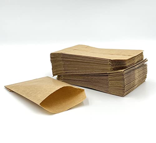 PAKNOR® 100stk Papiertüten Braun klein - 7 x 12 cm, ideal für Freudentränen & Adventskalender zum befüllen, Mini Kraftpapiertüten zum basteln für Hochzeit, Weihnachten, Blumensamen als Geschenktüte