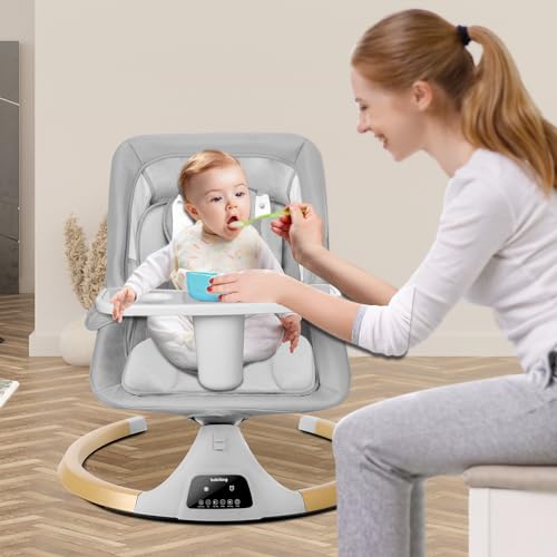 Baby Swings for Infants to Toddler,Baby Swing Newborn 3 in 1 Baby Rocker for Infants with Bluetooth,Remote Control,Removable Dinner Plate,4 Gear Sway Time,Heavy Duty Base Infant Swing for 0-24 Month