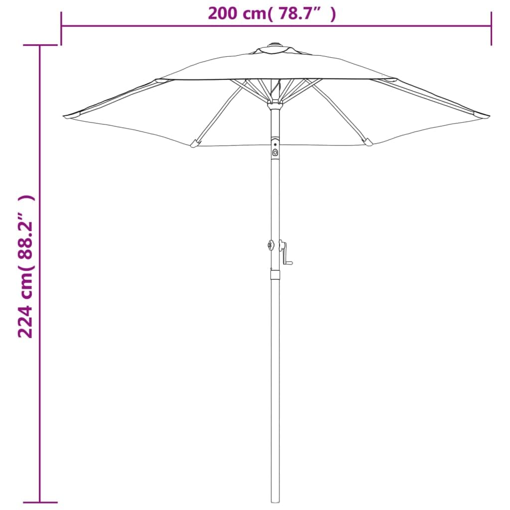 vidaXL Sombrilla de Aluminio, Parasol Toldo Protector, Refugio Solar, Paraguas para Playa Jardín Patio Exterior, Color Terracota 200x224 cm
