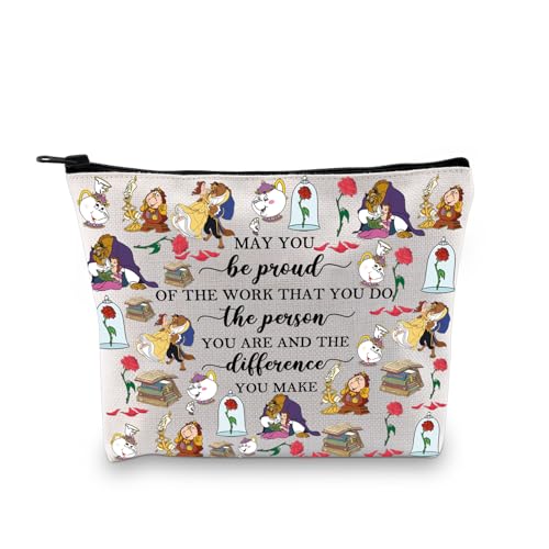 PLITI Beauty Beast Story Inspired Gift May You Be Proud of The Work that You Do The Person You are Princess Belle Makeup Bag (Be Proud Beauty bagU)