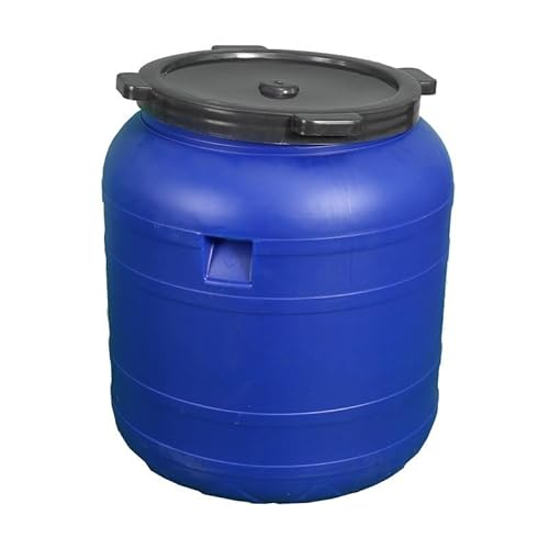 120L Plastic Storage Barrel, Container with Secure Lid and Clamp, Blue