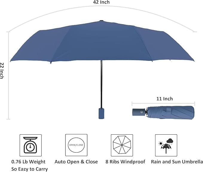 Image of TEKCOOL Umbrella, UV Big Size Umbrella for Sun Protection Rain Windproof Strong Large 3 Fold For Men Women Kids Boys Girls Perfect & Stylish Windproof & Compact''