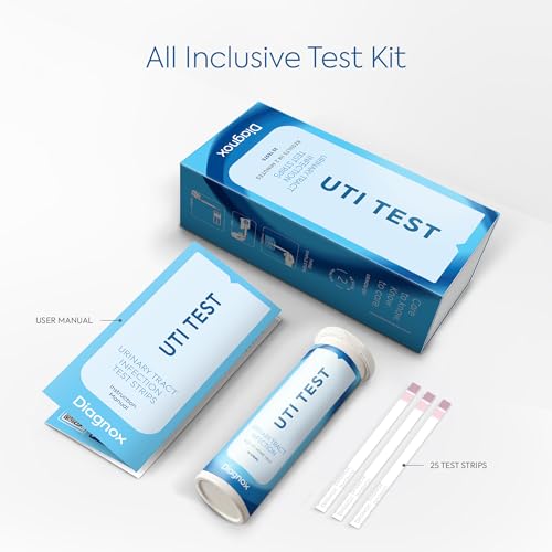 diagnox health uti test strips for women - accurate results in 2 minutes - urine test strips for urinary tract infections 25 count