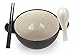 Ozeri Earth Ramen Bowl Set, Made from Plant-Derived and Other Natural Materials,993 ml, One Size, Black with Beige, 6-Piece