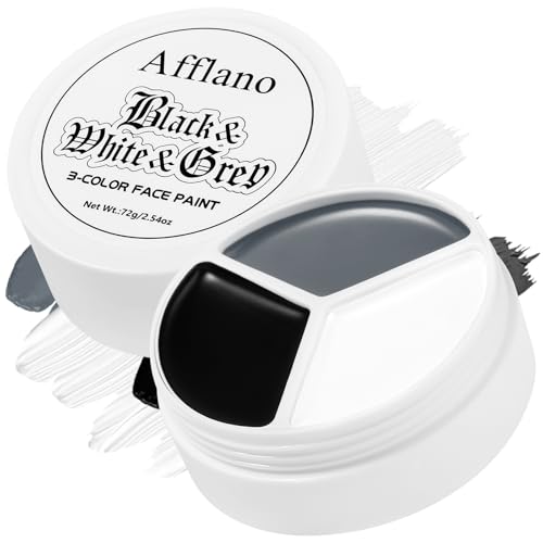 DE'LANCI Facial preto branco cinzento acabamento cetim cor corpo para carnaval, Halloween, maquilhagem facial branco, palhaço, zumbi SFX, esqueleto cosplay