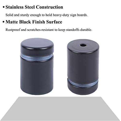 Osring 1 x 1 Inch Sign Standoffs Hardware 16 Pack, Stainless Steel Screw Standoffs Wall Mounting Signage Holder for Acrylic Board, Glass Panel and Plexiglass Picture, Black