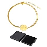 JYNXOR Pulsera Mujer,Pulsera Acero Inoxidable Mujer 316l Pulsera Trebol 4 Hojas,Pulsera de la Suerte para Mujer Cumpleaños Navidad Día de San Valentín Madre Mama Amiga Novia (oro)