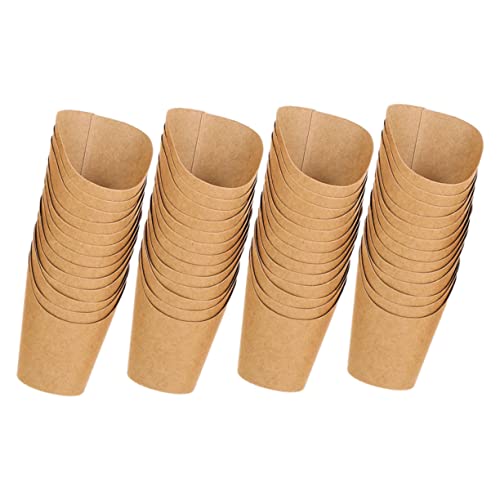 FOMIYES 50pcs Ice Cream Cup Kraft Paper Snack Cups Fried Food Cups Snack Supply Portable French Fries Holders Kraft Paper Food Containers Take-out Snack Boxes Daily Use Snack Holders