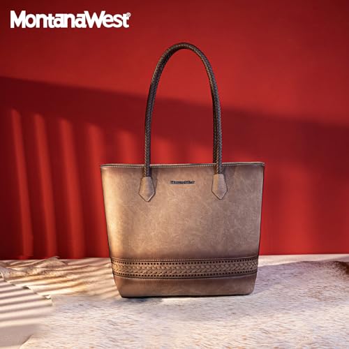 Image of Montana West Woven Tote Bags for Women Purses and Handbags with Back Zipper Pocket