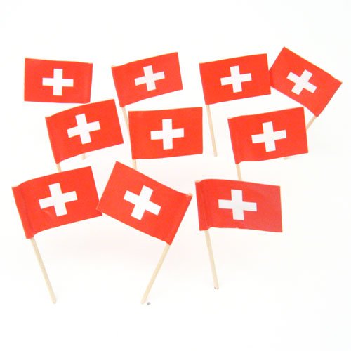 PAVILIA Switzerland | Swiss Flag Toothpicks (100)