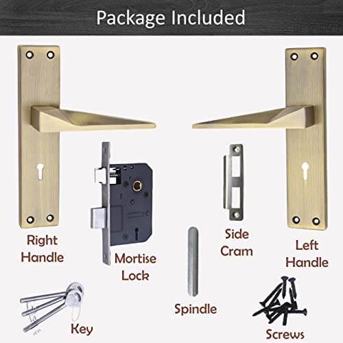 Image of Atom Heavy Duty Mortise Door Lock for Bedroom, Living Room, Main Door, Brass Antique Finish | 3 Keys | 6 Lever Double Stage Lockset for House Hotel Office(802KY)