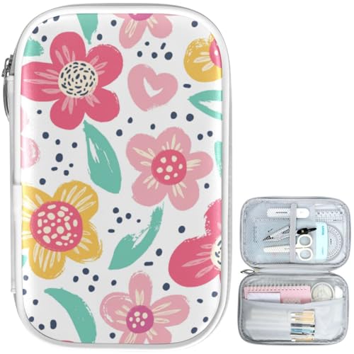 Image of Childish Flowers Marble Pencil Bag Case Zipper Pencil Holder Organizer Stationary Pen Bag Cosmetic Makeup Bag Pouch Purse for School Office Supplies