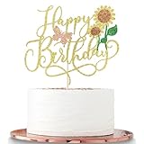 Sleyberoy Sunflower Happy Birthday Cake Topper-Spring sunflower theme party, baby shower, birthday party decoration (sunflower)