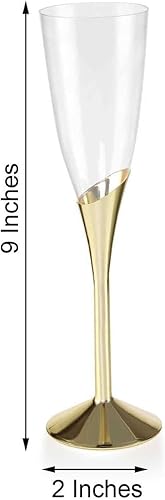 Miniatura 3 de Efavormart - Juego de 6 copas de champán de plástico desechables de 5 onzas, base desmontable de color plateado para bodas, cumpleaños, fiestas,