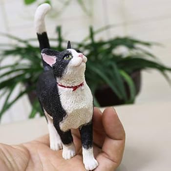 ○少女と白いネコ○１０cm×１１cm◇Ｂ＆Ｇ・ ◇ Amazon | JJM 白黒猫 可愛い 猫 フィギュア 動物 八割れ リアル