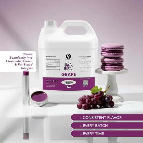 Image of Dolce Flav Grape Extract 8 oz - Kosher, Sugar-Free, Concentrated Fruit Flavor for Candy, Chocolates & Desserts, Includes Measured Dropper