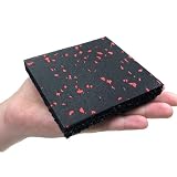 KaRaDaStyle ゴムマット ジムマット 25mm 防音 防振 床 ホームジム 筋トレ ダンベル トレーニング 衝撃吸収 ラバー gym mat 50角 (サンプル/レッド)