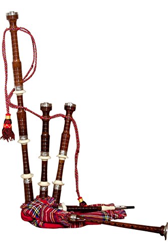 Full Size Bagpipe Engraved Nickel Plated w/ Tartan Cover