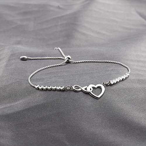 Image of Love Symbol Charm Adjustable Bracelet Infinity Heart Symbol Charm Bracelet Love Friendship Jewelry Gift Birthday Gift (Infinity Heart Br)