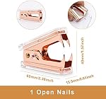 BOMEI PACK Desk Stapler Set, Tape Dispenser with 3Rolls Transparent Tape, Staple Remover with 1000 Staples and 12 Binder Clips, Acrylic Rose Gold Office Accessories Kit