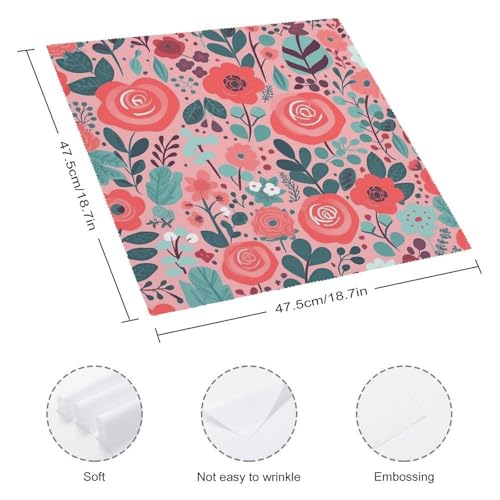 Servilletas de Tela Floral Roja 47.5x47.5 cm Pack x2 miniatura 2