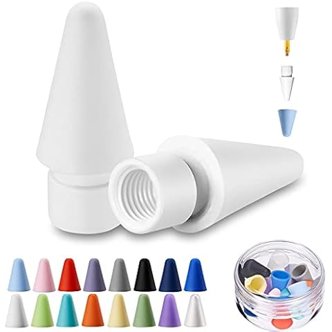 LINGXIU Pencil Tips Replacement for Apple Pencil 1st & 2nd Generation(2 Pack), Compatible with iPencil iPad Pro Nibs and 16 Colors Silicone Nibs Tip Protector Cover (16 Pack) Fit iPad Pencil (18 Pack) Cover