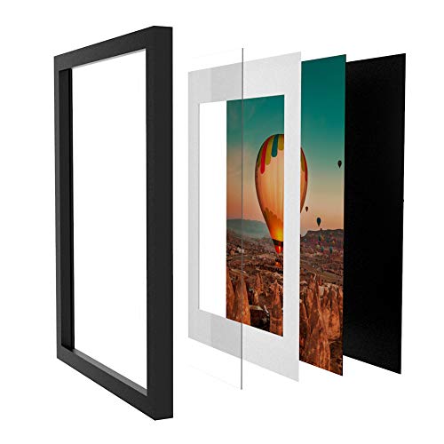 Beyond Your Thoughts 11"X14" Real Wood + Real Glass (Hang/Stand) Black Picture Photo Frame With Matted For 8"X10" Or 9"X12" Photo For Wall And Table Top-Mounting Hardware Included(1 Pack) #TOP6