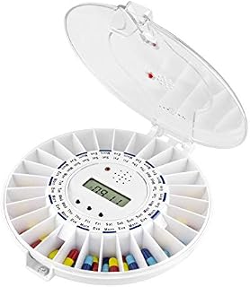 TabTime Automatic Pill Dispenser, 6 Alarms per Day. Clear Lockable lid. UK Customer Service.The Essential Medication aid for The Elderly and Alzheimer's and Dementia Patients