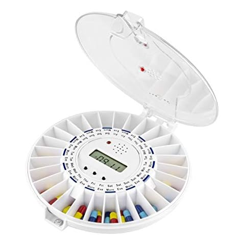 TabTime Automatic Pill Dispenser, 6 Alarms per Day. Clear Lockable lid. UK Customer Service.The Essential Medication aid for The Elderly and Alzheimer's and Dementia Patients Cover