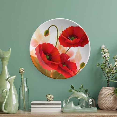 Plato decorativo Bone China Poppy Flowers 6 pulgadas miniatura 5