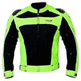 ChoCho Track Men's Summer Motorcycle Jacket with Armor Protection (Large, Fluorescent Green)