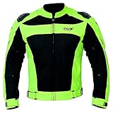 Chocho Mesh Motorcycle Jacket for Men Summer Motorbike Riding Jacket with Armor Racing Protection Jacket (Medium, Fluorescent Green)