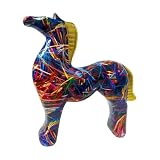 Sharplace Statue de cheval en résine, figurine de bureau de salon, sculpture animale abstraite pour pendaison de crémaillère, magasin d'ameublement, fête, Ligne colorée