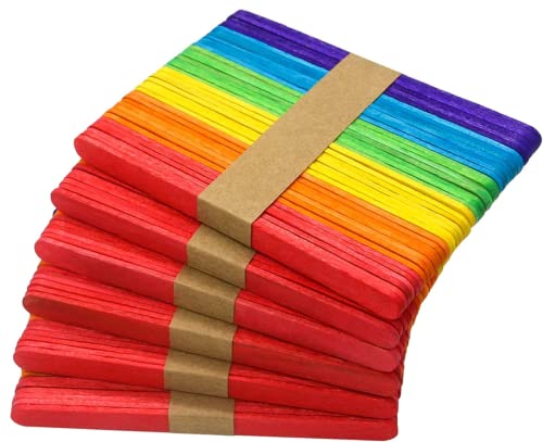 Coloured Lolly Sticks for Craft | 300 Wooden Lollipop Sticks 114mm