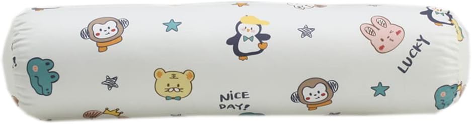 Washable Cotton Long Bolster Pillow Sleeping Leg Round Neck Roll Support Pillows Cylinder Cervical Cushion (Pink, L:15×60cm/5.91"×23.6")