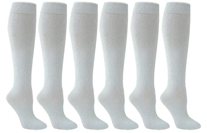 Bahob 6 pares de calcetines lisos hasta la rodilla para niños y niñas, calcetines ricos de algodón para regreso a clases, 2-15 años