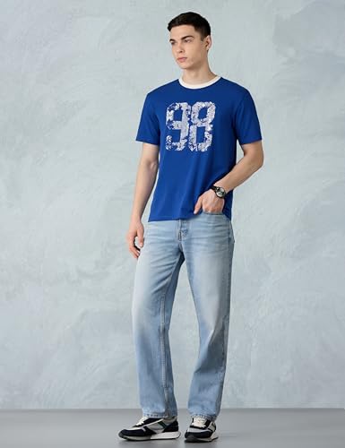 Image of Amazon Brand - Symbol Men Regular Fit Ringer T-Shirt | Half Sleeves | Graphic Printed | Available in Plus Size