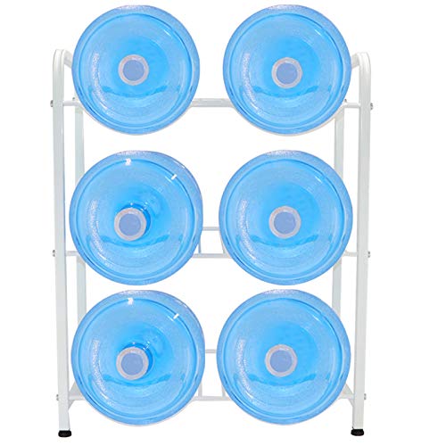5 Gallon Water Cooler Jug Rack,3-Tier Water Bottle Holder for 6 Bottles,Heavy Duty Water Jug Storage Shelf of Carbon Steel,Detachable Water Jug Organizer Floor Protection for Home Office ï¼ˆWhiteï¼‰